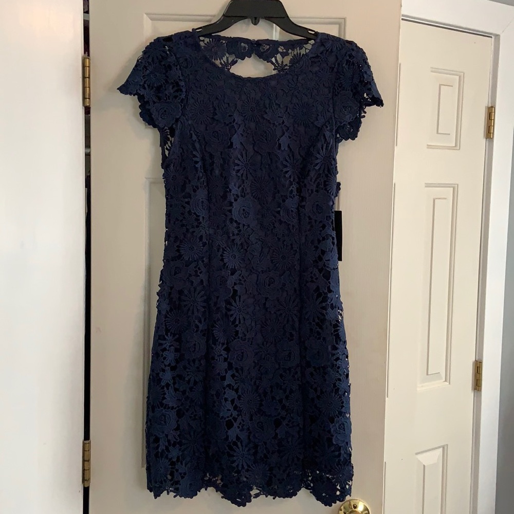 Lulus Navy Lace Open Back Dress